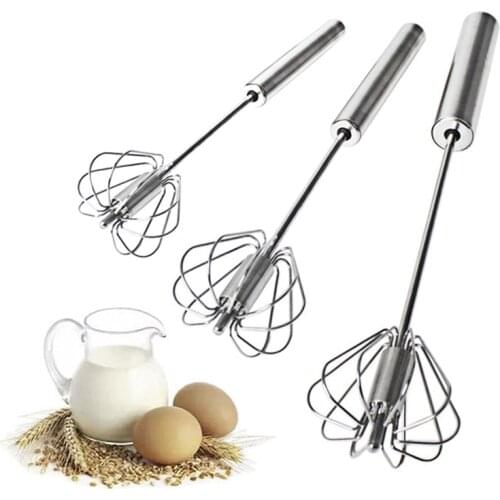 Semi-automatic Egg Beater 304 Stainless Steel Egg Whisk Manual Hand Mixer Self Turning Egg Stirrer Kitchen Accessories Egg Tools