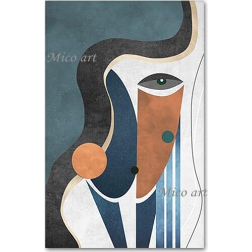 Latest Abstract Hand-painted Figure Face Picture Art Modern Home Decor Oil Painting Picasso Reproduction Panel Canvas Wall Art
