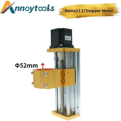 120mm Stoke Zaxis Sliding table Aluminum Sliding Engraving Machine Accessories Nema 23/57 Stepper Motor Spindle Diameter 52mm
