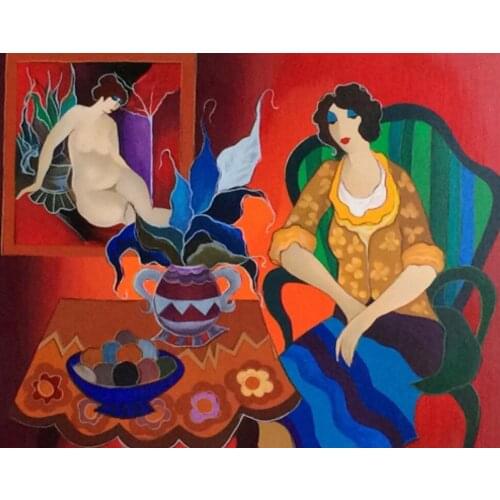 Modern Abstract Female Oil Painting on Canvas Beautiful Woman Figure Art for Home Decor Beer Bar Pub Handpainted No Framed