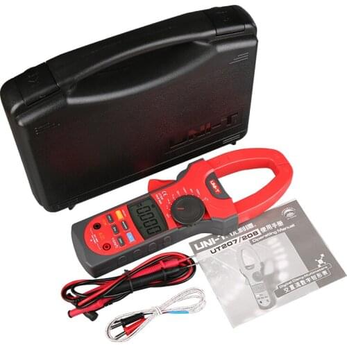 UNI-T UT208 AC DC Digital Clamp Meter True RMS Auto Range Ammeter Resistance Frequency Temperature Test