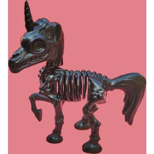 Halloween Decoration Unicorn Skeleton Bone Party Cute Ornaments Hallowmas Horror Props Horrible Scary (Black)