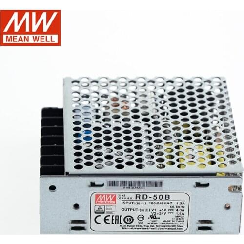 MEAN WELL RD-50B 53.6W Dual Switching Power Supply 110V/220V AC to 5V 24V DC 4A 1.4A Power Unit 5G Viberation Full Protection