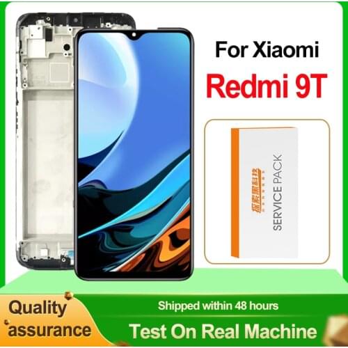 High Quality For 6.53" Redmi 9T LCD Display + Touch Screen Digitizer Assembly With Frame For Redmi 9T J19S M2010J19SG IPS LCD