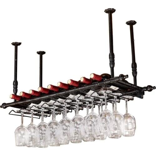 Iron Wine Glass Holder Under Cabinet Stemware Hanging Glass Organizer Shelf Rack for Bar Kitchen Black Storage Hanger