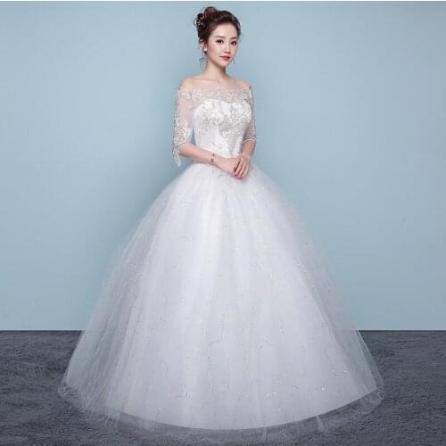 Wedding Dresses Women Lace Up Ball Gowns Wedding Dress Bridal Sleeve Princess Dress