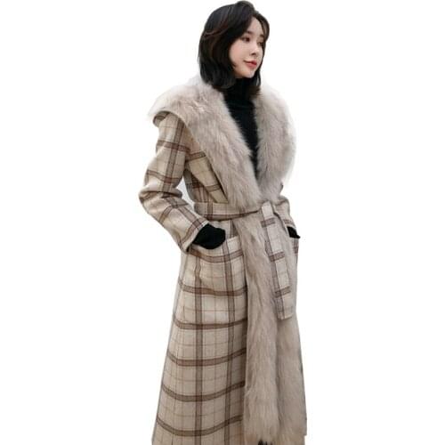 Fur Fox Real Liner Coat Women Clothes Korean Vintage Wool Coats Winter Long Jacket Overcoat Manteau Femme Hiver ZL799