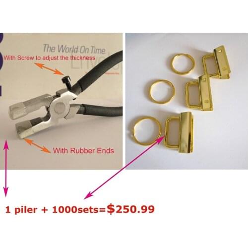 1 Plier + 1000sets 1" 25mm GOLD Color Key Fob Hardware Combo Package