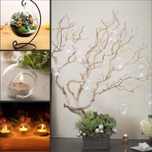 100PCS Tea Light Holder/80MM Glass Air Plant Terrariums,Hanging Glass Orb Candle Holder For Wedding Candlestick Garden Decor