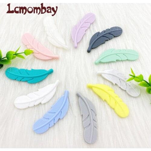 100pcs/lot Silicone Teether Feather Beads Bpa Free Teether Handmade Accessories Teething Toys For Infant Newborn Gift