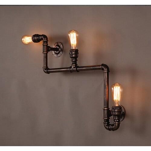 110V-220V Loft Industrial Wall Lamps Antique Edison Wall lights with Bulbs E27 Vintage Pipe Wall Lamp for Living Room Lighting