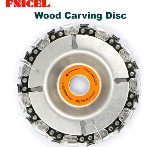 4 inch Wood Carving Disc and Chain 22 Tooth Grinder Disc Fine Chainsaw Set for 100/115 Angle Grinder Wooking Tools