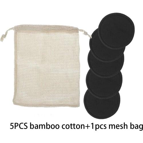 5pcs Bag Hot Reusable Makeup Removal Pad Washable Bamboo Fiber Facial Cleansing Pad with Bag Skin Care Face Wipes Tools