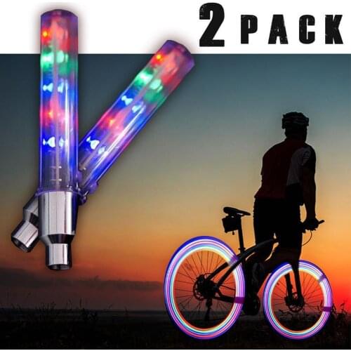 50% HOT SALES 2Pcs LED Tyre Tire Wheel Valve Rim Lamp Flashing Safety Lights for Car Bicycle