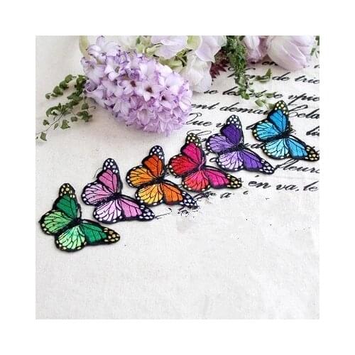 7.7cm x 4cm Cartoon butterfly embroidered cloth patch clothes stickers DIY decorative applique small patch holes Patch stickers