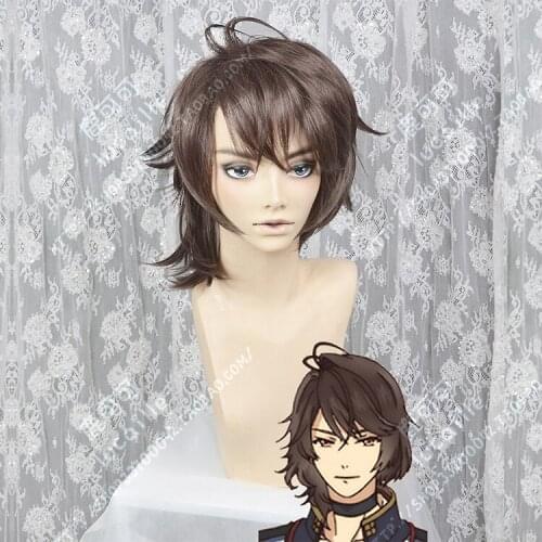 Anime Nil Admirari no Tenbin Ozaki Hayato Cosplay Wig Short Dark Brown Heat Resistant Synthetic Hair Wigs + Wig Cap