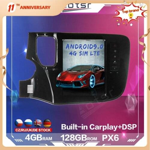 128GB Android Car Multimedia Tesla Style PX6 For Mitsubishi Outlander 2014+ Car Radio Player Auto GPS Navigation DSP Carplay 4G