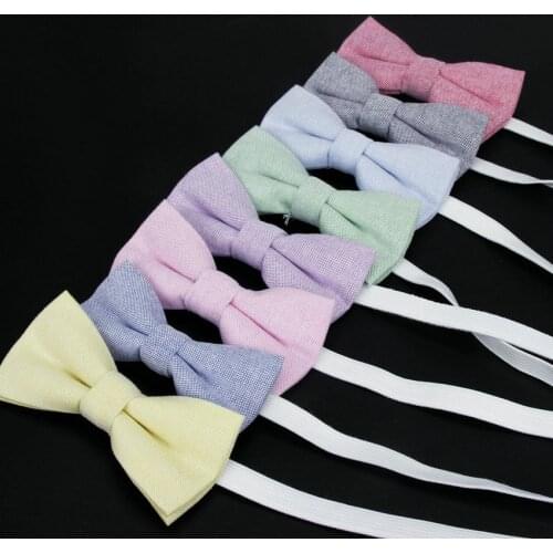 Children Pure Color Bowtie Formal Cotton Bow Tie Kid Classical Solid Bowties Colorful Butterfly Wedding Party Pet Tuxedo Tie