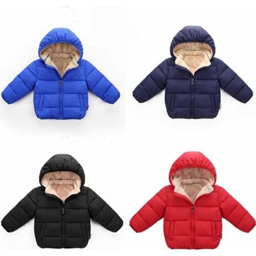 Baby Kids Hooded Winter Coat Puffer Down Jacket Windproof Fleece Lined Warm Bubble Jacket Outwear Clothes 1 to 3 Years