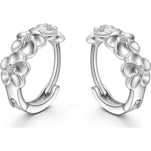 Top Sale 925 Sterling Silver Earring Woven Flowers Shape Hoop Earrings CZ Crystal Pretty Earring For Wedding Accessories