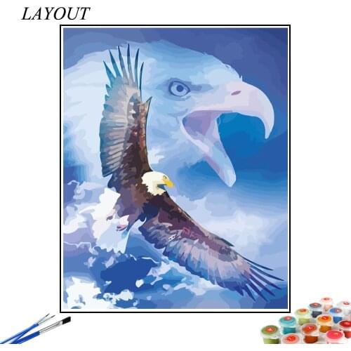 HUACAN DIY Painting By Number Eagle Animal Drawing On Canvas Pictures By Number Kits Home Decoration