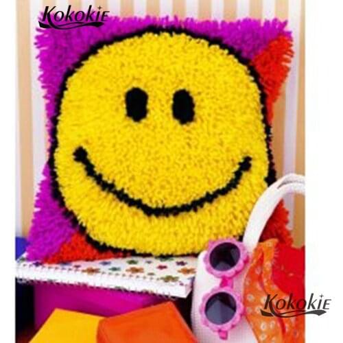 Latch Hook Kit Rug Cushion Pillow Mat DIY smile pattern Cross Stitch Needlework Crocheting Rug Embroidery 3d carpet