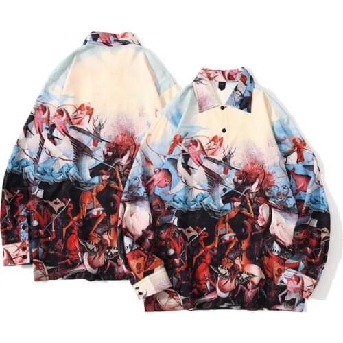 2020 Autumn and Winter Casual Vintage Mens Jackets Fashion Fallen Angel Printed Jacket Loose Hip Hop Streetwear Jackets Coats