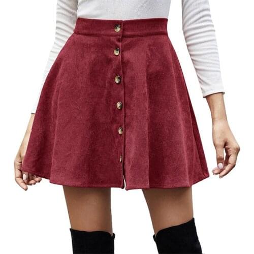 Summer Single Breasted Solid Color Harajuku Mini Skirt Sexy Women Clothes Casual Loose High Waist Elegant Office Workwear Skirts