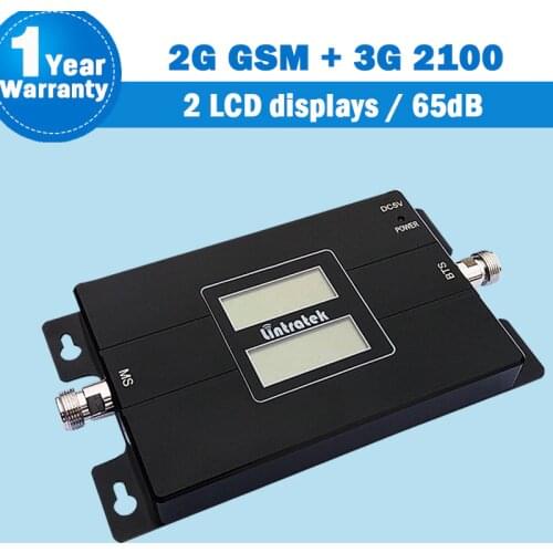 Lintratek 2 LCD Displays 2G 3G 65dB Cellphone Amplifier GSM 900 WCDMA 2100 Dual Band Cellular Signal 3G Repeater Booster onlyS53
