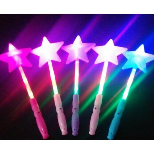 Fashion LED Flashing Glow Stick Wand Five-pointed Star Fairy Wand Kids Toy NEW