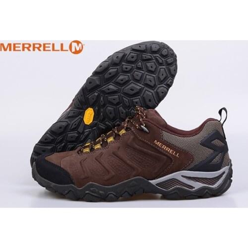 Merrell Mens Outdoor Walking Sports Shoes Stability None-Slip Cow Leather Trekking Shoes Climbing Lop Top Durable Sneakers
