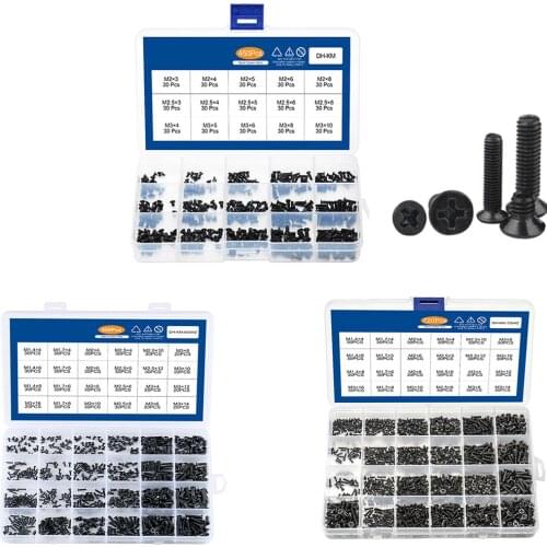 450PCS-720PCS Countersunk Flat Head Phillips Small Mini Screw Set M1.4 M1.7 M2 M2.5 M3 Carbon Steel For Computer Screws Kit