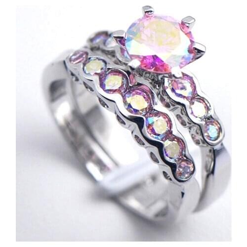 Rose Rainbow Woman 925 Sterling Silver Engagement Wedding Ring Size 6 7 8 9 10 11