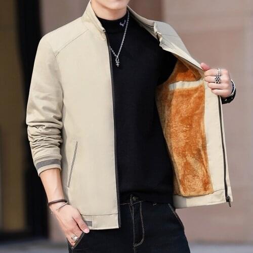 Autumn winter velvet thick men jacket cotton casual man tooling wool liner warm Outerwear Long Sleeve zipper Cashmere Coats