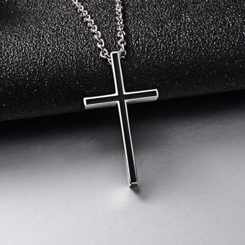 Necklaces for women cross necklace chain on the neck mens stainless steel fashion long necklace for men black jewelry wholesale