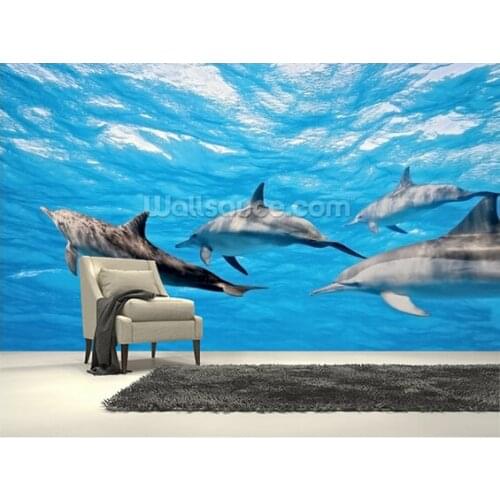 Custom wallpaper for children.Dolphin Pod,3D dolphin wallpaper mural for childrens room living room kitchen wall PVC wallpaper
