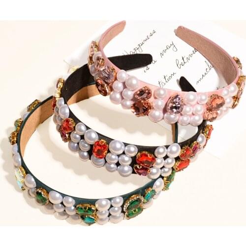2021 Baroque Rhinestones Hairband Hair bands For Women Crystal Decoration Rhinestones Headband, Pearl Headband Women Hair Access