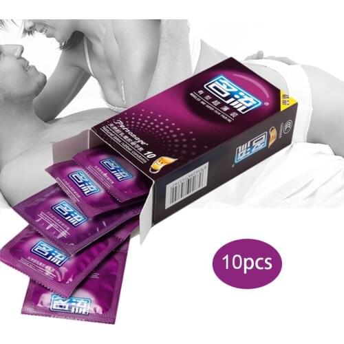 10 Pcs Condom Natural Rubber Comdoms for Men Super Thin Lubricated Threaded G Spot Sex Products AC