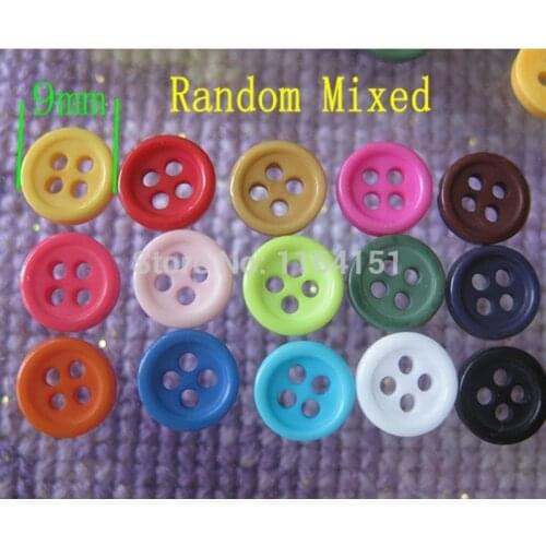150pcs/pack Random mix Color 9mm 4-Holes Resin Buttons Sewing Children decoration Craft Garment Accessorie Buttons scrapbooking