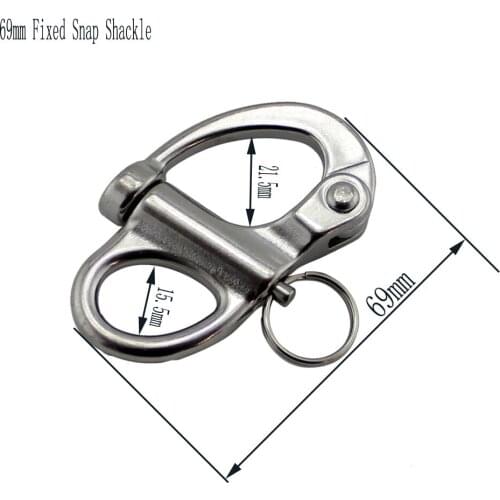 Stainless Fixed Snap Shackle Quick Release Fixed Shackles with Round Ring Marine Boat SUS316 Rigging Hardware 2pcs 69mm