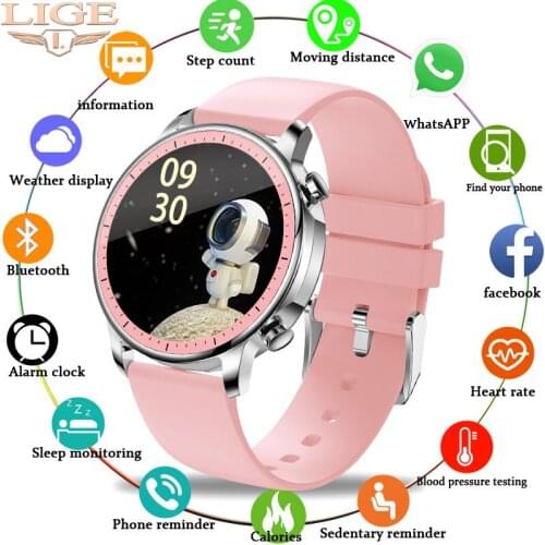 LIGE Woman Smart Watch Women Waterproof Fitness Watch Electronic Clock Heart Rate Sports Ladies smartwatch Men Reloj Inteligente