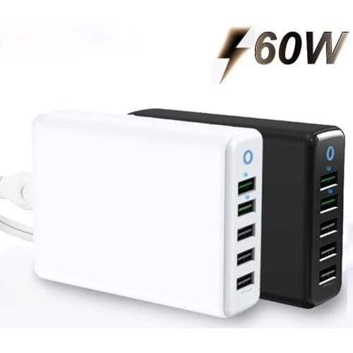 60W Charger USB C Charging 5 Port Desktop Charge Multiple USB Charger for huawei AC Power adapter PD charger dual QC 3.0 charge