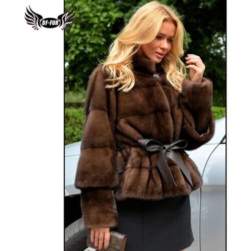 Winter Short Genuine Mink Fur Coat Stand Collar High Quality Mink Fur Jacket For Women Sleeve Bottom Removable Natural Fur Coats