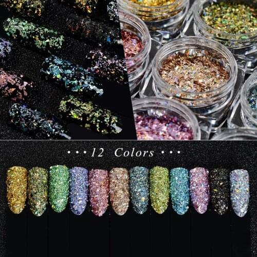 1 Box Nail Flakies Sequins Rose Gold Holographic Powder 3D Glitter 0.5g Nail Glitter Powder Sequins Powder For Nail Art Glitter