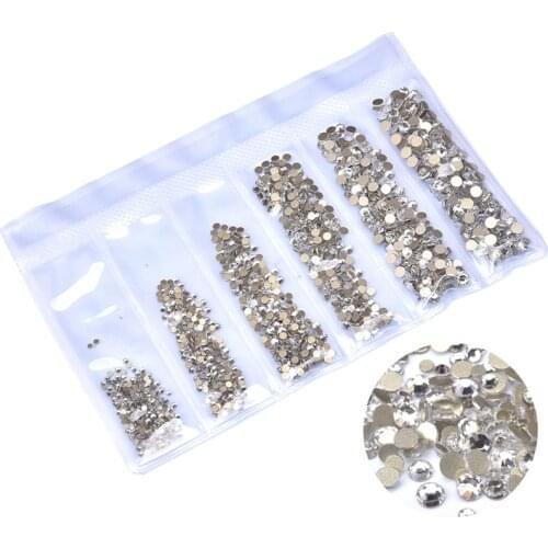 Swarovsky 1728PCS Multi Size Glass Rhinestones AB Colors Flat-back SS4-SS12 Crystal Strass DIY Manicure Nail Art Decorations