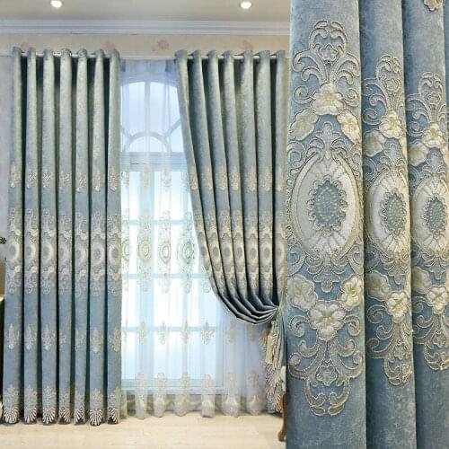 2021 Chinese and European Atmospheric Embroidered Blackout Curtains for Living Room Bedroom Study Blackout Curtains Custom