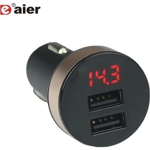 1PCS 5V 2.1A Dual Ports Car Charger USB Adapter Socket With Charging Red LED Display Voltmeter