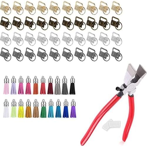 40 Pcs 2.5Cm Key Fob Keychain Hardware With Pliers Tool Set For Wristlet Clamp Key Lanyard Making