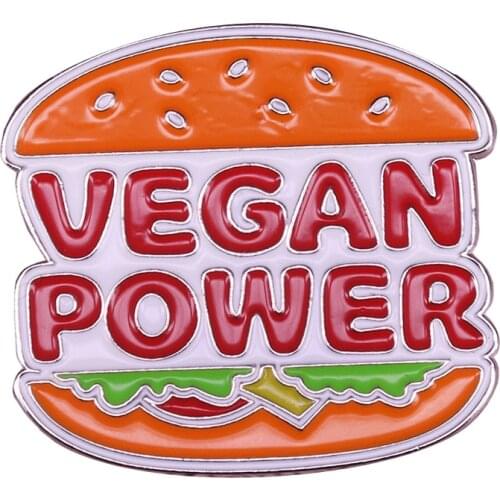 Veggie burger lapel pin vegan power brooch retro fast food badge Nostalgia 80s foodie gift