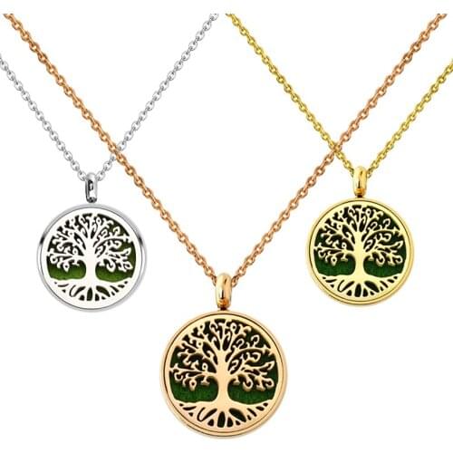 12mm Diffuser Necklace For Women 316L Stainless Steel Jewelry Gold Essential Oil Aromatherapy Perfume Locket Pendant With Chain